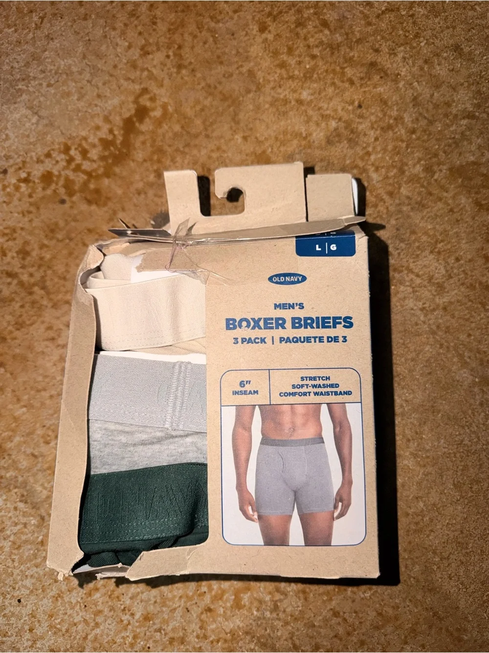 NWT Old Navy Men's (L) Boxer Briefs 3-Pack - Beige, Light Gray, Deep Green